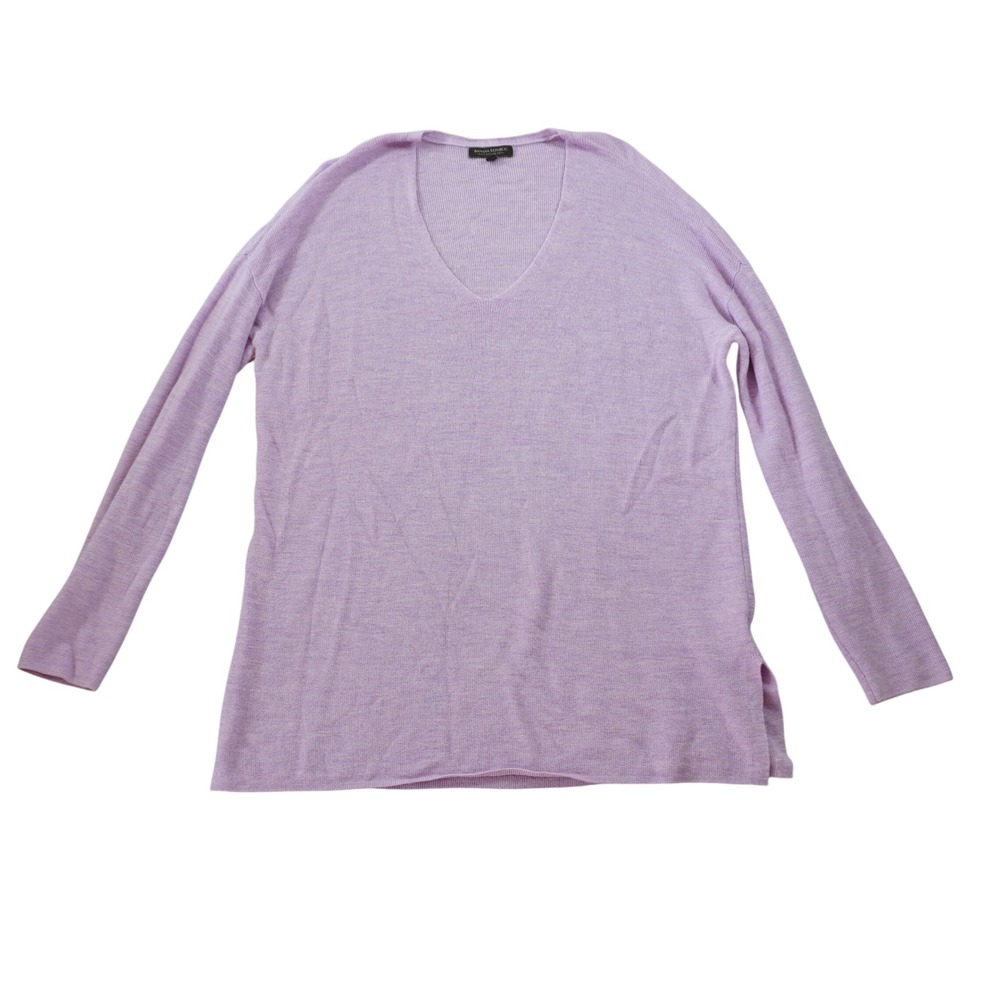 Banana Republic Womens XL Purple 100% Merino Wool V-Neck Lightweight Sweater